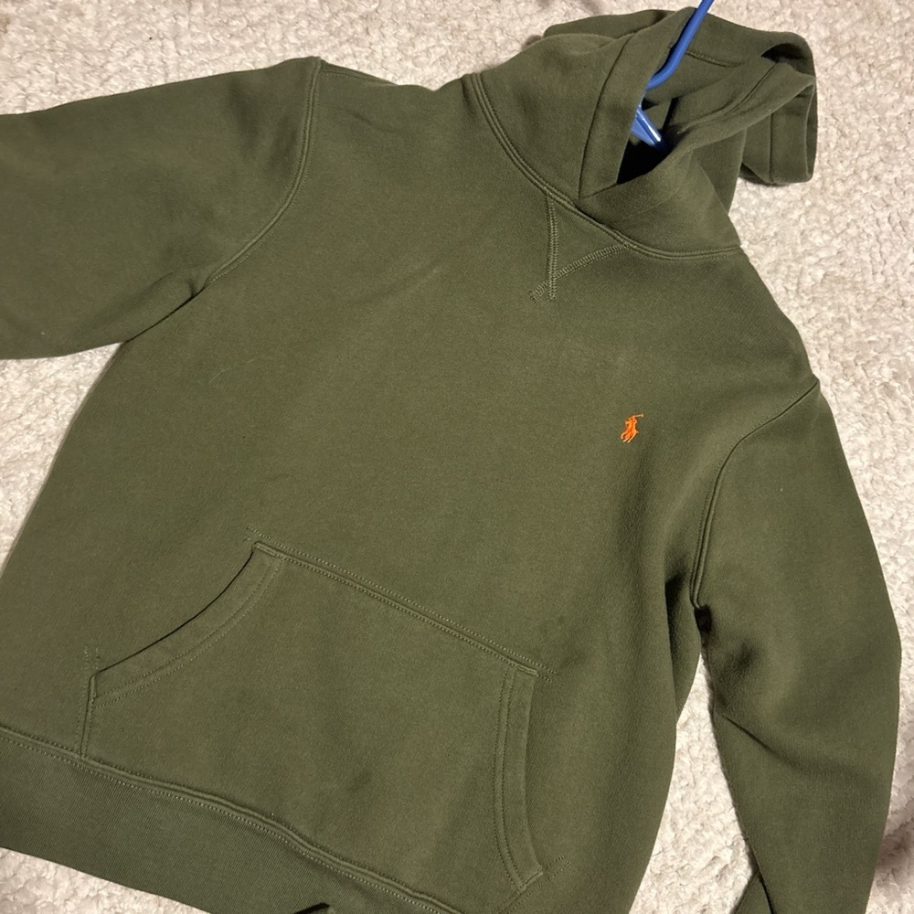 Polo by Ralph Lauren Olive Hoodie with Orange Logo